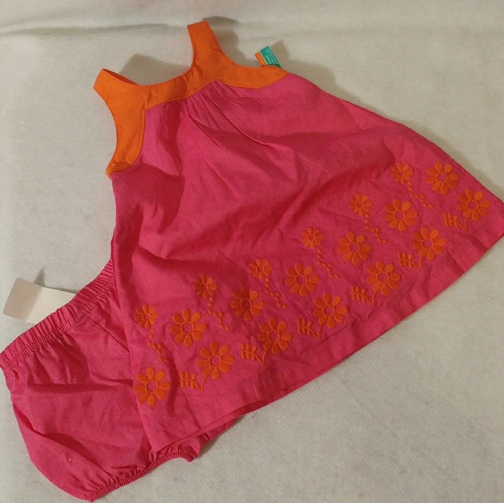 Baby Girl Carters Pink Orange Flower Sun Dress NWT